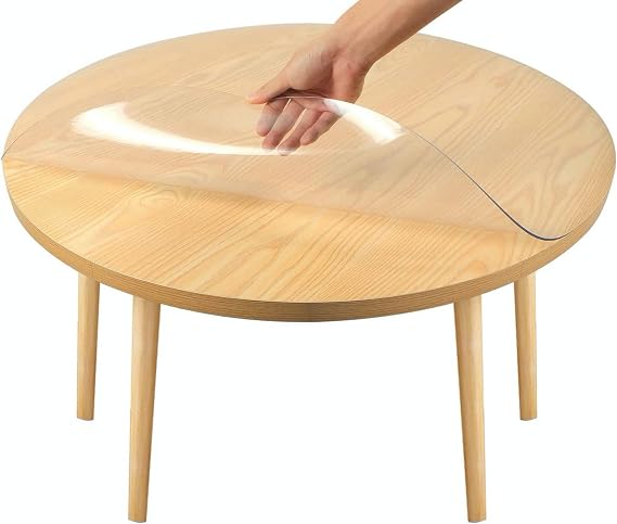 Round Clear PVC Table Protector 1.5 mm Transparent Table Cloth Plastic (Round 110 cm)