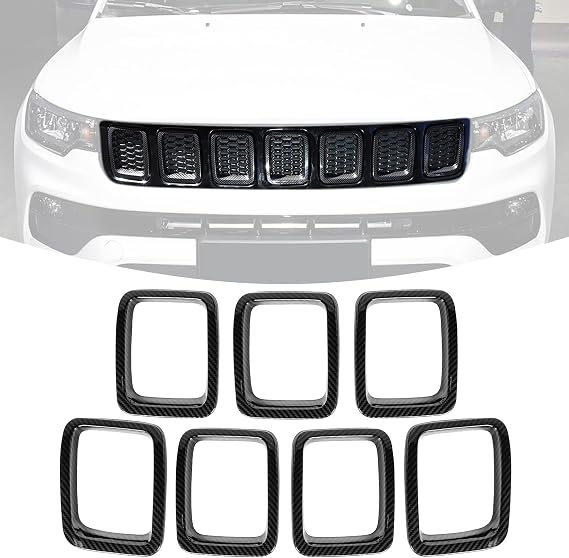 JeCar Grille Inserts ABS Front Grill Cover Exterior Accessories for Jeep Compass MP 2017-2020, Carbon Fiber Finish