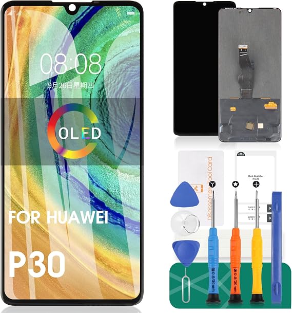 for Huawei P30 LCD Screen Replacement for Huawei P30 LCD Display ELE-L29 Touch Digitizer Compatible with Model ELE-L09, ELE-AL00 Assembly Repair Parts Kits Support Fingerprints (OLED Black No Frame)
