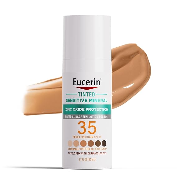 Eucerin Tinted Sensitive Mineral Face Sunscreen Lotion, SPF 35, 1.7 FL OZ