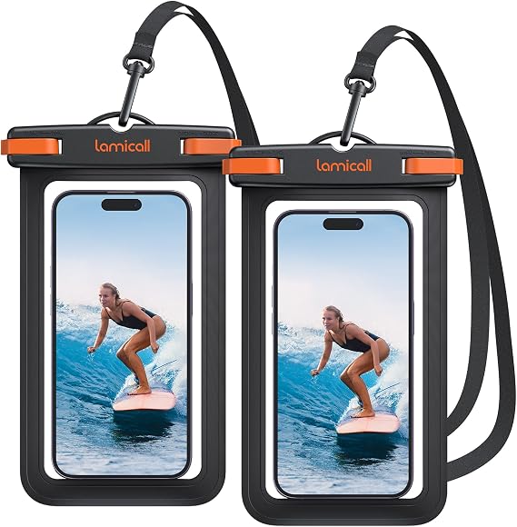 Lamicall Waterproof Mobile Phone Case Underwater Mobile Phone Case Waterproof Case [Pack of 2] IPX8 Waterproof Phone Case Swimming for iPhone 17 16 15 14 13 12 Pro Max Samsung S26 Smartphone up to 7 Inches