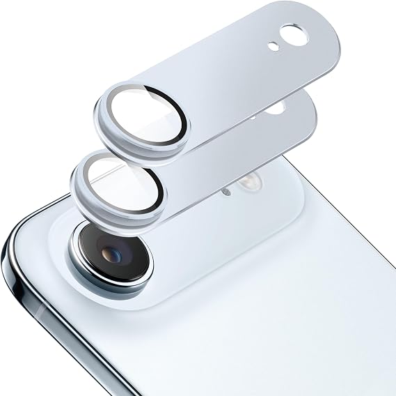 2-Pack Shatterproof Camera Lens Protector for iPhone 17 Air |AR Tempered Glass Strong Adsorption Metal Camera Cover Screen(Light Blue)