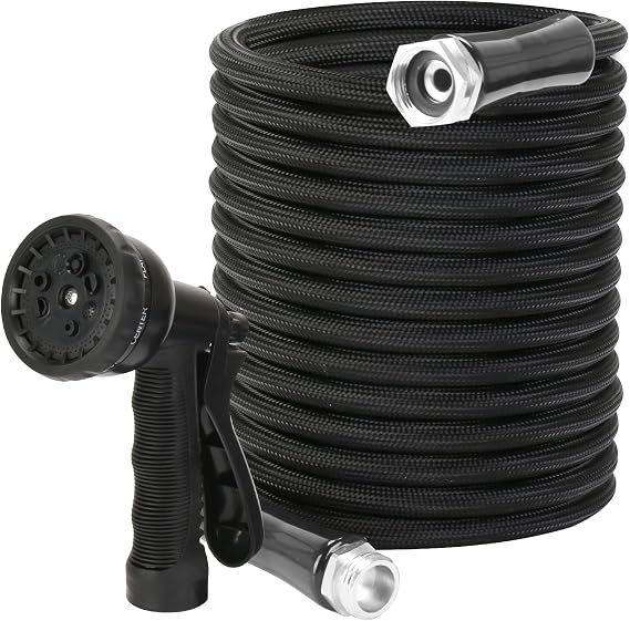 Garden Hose, Flantor Water Hose 50 Feet Non-Expandable Water Hose, Lightweight and Durable Garden Hose with 8-Pattern Spray Nozzle, Leak-Proof & Kink-Free Hose