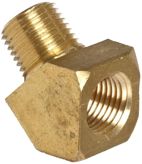 Anderson Metals - 06124-08 Brass Pipe Fitting, 45 Degree Barstock Street Elbow, 1/2" Female Pipe x 1/2" Male Pipe