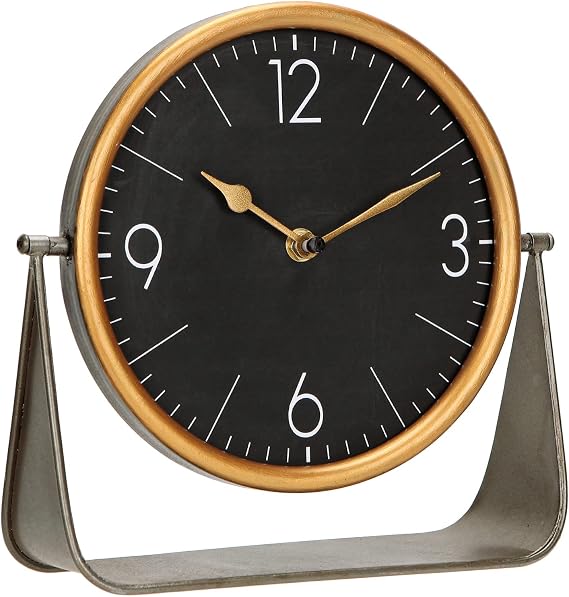 NIKKY HOME Vintage Table Clock, Black Desk Clock on Stand