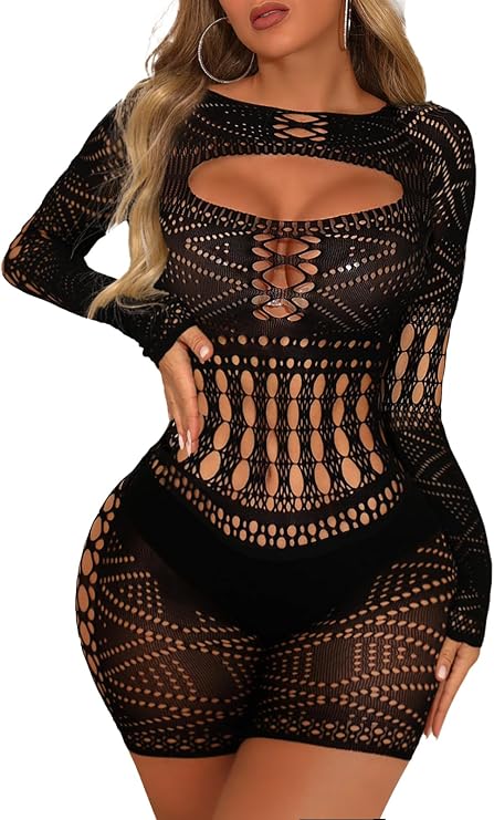 Buitifo Women Lingerie Sexy Bodysuit Mesh Jumpsuit Bodycon Romper