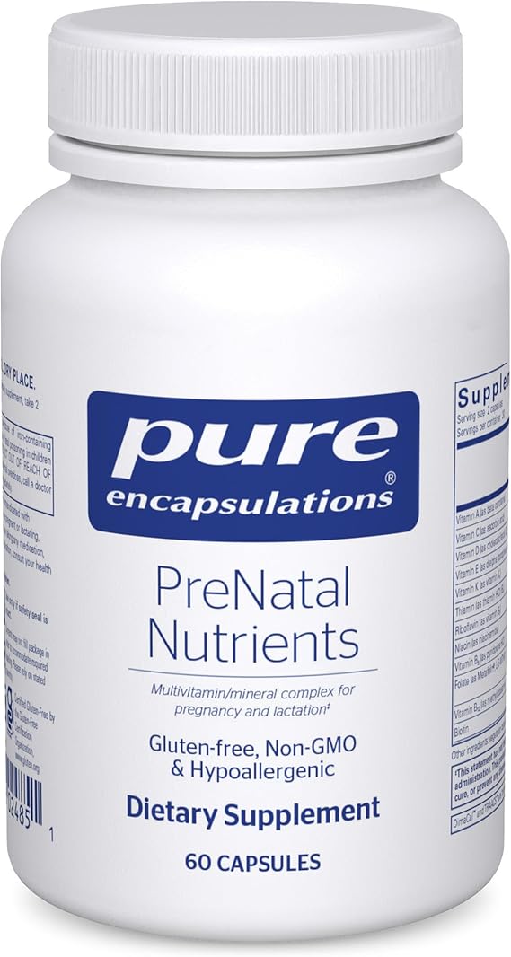 Pure Encapsulations PreNatal Nutrients, 60 Capsules | For Pregnancy and Lactation, Aids Energy and DNA Development*, with Folate, Choline and Iron, Gluten-Free and Non-GMO