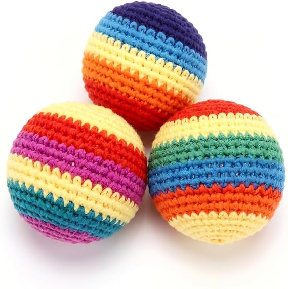 3PCS Upgraded Hand-Woven Hackys Suit, Juggling Balls for Adults and Beginners, Woven Colorful Crocheted Football Bags, and Portable Hand-Woven Hacky Balls.