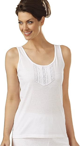 Velrose Lingerie Cotton Knit Camisole Lace Trim Full Coverage
