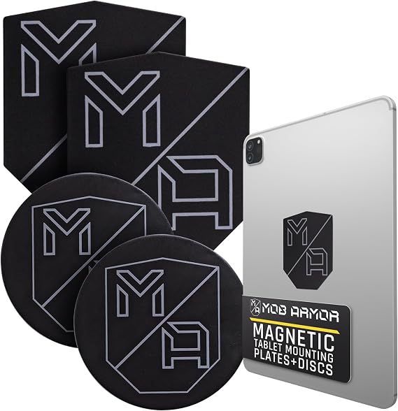 Mob Armor TabNetic Combo Pack - Magnetic Tablet Mounting Solution with Heavy Duty Metal Plate, Adjustable Mounting Disc and Strong 3M VHB Non-Marking Adhesive Magnet Stickers for Car Tablet Mount
