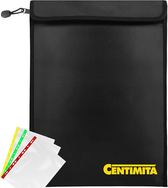 Fireproof Document Bag Waterproof Safe Folder - 2000F Money Bag with Zipper and 3 Document Protectors, 15x11 Fire Proof/Waterproof Safe Bag, Important Document Holder, Fireproof Pouch,Fire Envelope