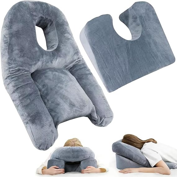Face Down Pillow for Eye Surgery Recovery, Vitrectomy Pillows Sleeping Support Cushion with Adjustable Stand & Chest Pad, Prone Pillow for Macular Hole Patients During Recovery