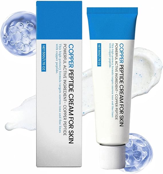 GHK-CU Copper Peptides Anti Aging Face Cream, Collagen Booster & Wrinkle Repair for Fine Lines & Skin Elasticity, Repairs Damaged Skin, Moisturizing Cream, 50g