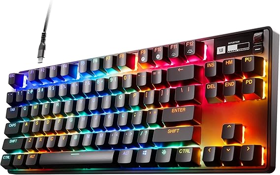 SteelSeries HyperMagnetic gaming keyboard Apex Pro TKL - Fastest - Adjustable actuation - No numeric keypad format suitable for esports - RGB - USB-C - 2023 Edition - American QWERTY