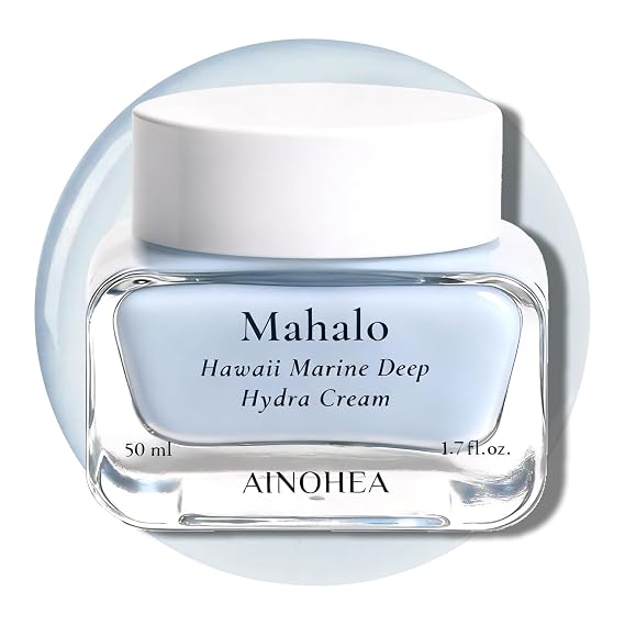 Mahalo Hawaii Marine Deep Hydra Cream 100H Moisture Lock-In Gel with Sea Minerals, Spirulina & 11-Type Hyaluronic Acid, Ultra Deep Hydration for Dry & Sensitive Skin, Korean Skincare, 50ml