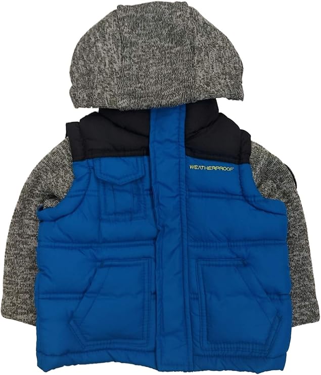 Weatherproof Infant & Toddler Boys Blue Wind & Water Resistant Puffer Jacket Hoodie Coat 12m