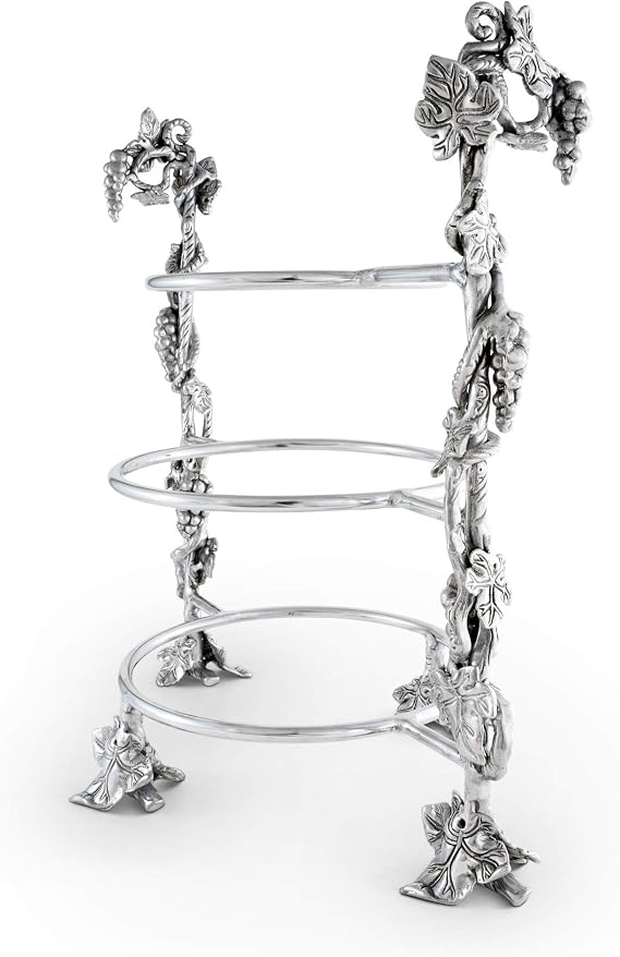 Arthur Court Grape Dinner Plate Caddy - Elegant Aluminum Serveware for Entertaining - 14 inch x 19 inch