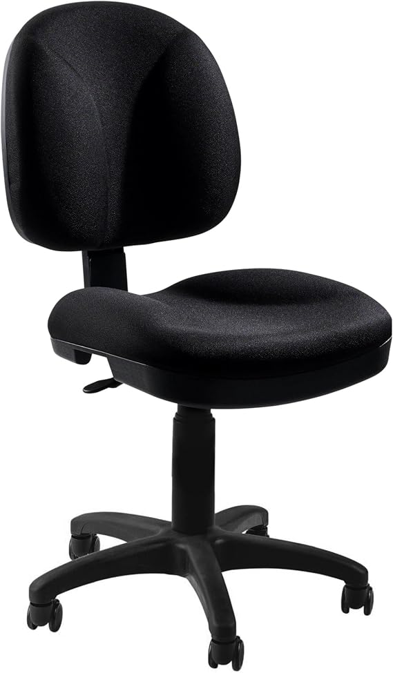 National Public Seating NPS Comfort Height Adjustable Armless Task Chair with Plush Padded Seat - Black