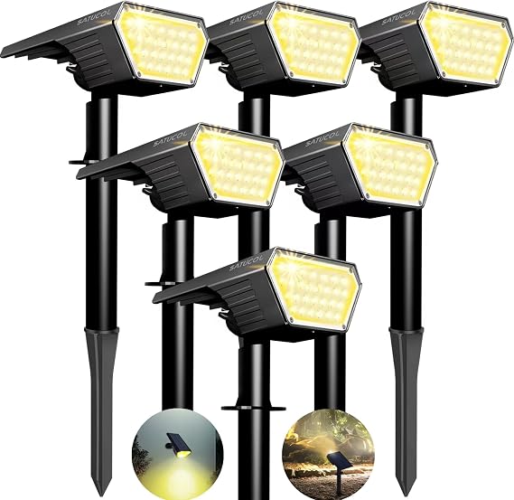 6 Pack Solar Spot Lights Outdoor,Auto On/Off Solar Lights Outdoor Waterproof IP65,2-in-1 Solar Powered Outdoor Landscape Lighting,Solar Lights for Outside Yard Garden Pathway (Warm White [Energy Class A+++]