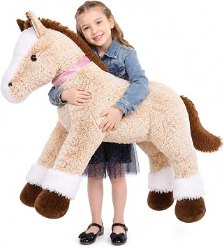 MaoGoLan Giant Horse Stuffed Animal, Large Horse Plush Toy for Girl Kid Boy, Realistic Stuffed Pony Plush Pillow for Mothers Day Birthday Gift Baby Shower Party Favor Decor, 47 inches, Brown