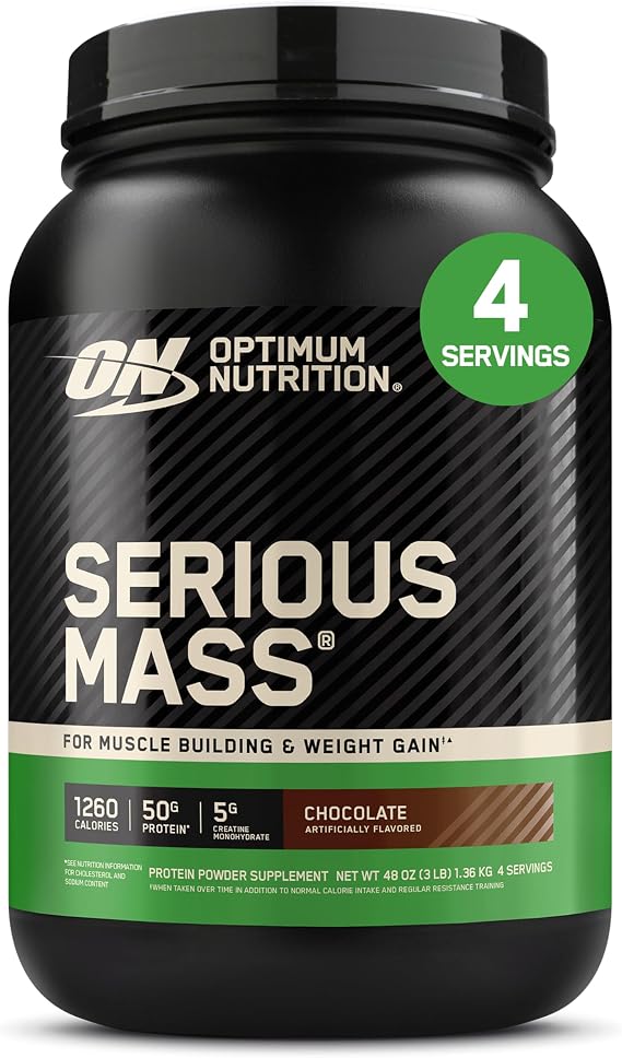 Optimum Nutrition Serious Mass Weight Gainer Protein Powder, Chocolate, 3LB