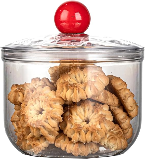 30oz Plastic Cookie Jar with Airtight Lid, Clear Food Storage Container for Candy, Snacks, Pantry Organization