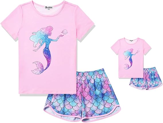 Matching Dolls & Girls Pajamas Unicorn Pjs Set Kids America Girl Dolls Clothes ...