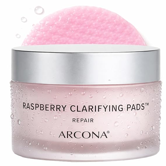 ARCONA Raspberry Clarifying Pads - Raspberry Extract, Witch Hazel, Salicylic Acid + Tea Tree Extracts Cleanse, Clarify + Protect Skin - 45 Pads, Made in The USA