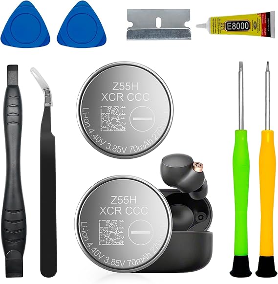 Z55H Akku Neues Ersatzbatterie 3.85V 70mAh kompatibel mit Sony Headset WF-1000X WF-1000XM4 WF-1000XM3 WF-SP900 WF-H800 WF-SP700N mit Werkzeugsatz (2 Stück)