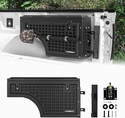Truck Tool Box – Truck Bed Storage Box for F150 Accessories, MOLLE Panel Lockable Cargo Box Compatible with Ford F150 2015-2024, Passenger Side