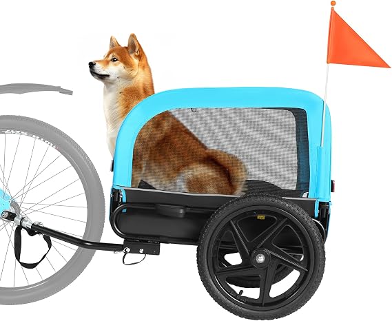 Dog Bike Trailer, Dog Cart for Bicycle, Suitable for Small and Medium Pets, Easy Folding Cart Frame, Quick Release Wheel, Non-Slip Floor, Internal Leash, 66LBS