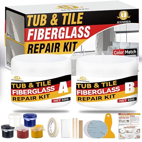 Bath Tub Repair Kit, Fiberglass Tile and Shower Repair Kit Porcelain Repair Kit, Bathtub Repair Kit Repair Chips Dents Cracks Scratches from Ceramic, Marble, Quartz, Resin, Acrylic
