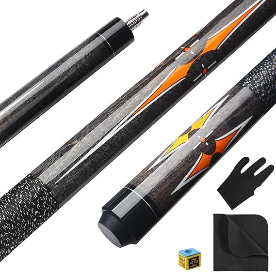 Pool Cue, 58'' 19oz Billiard Cue Canadian Maple Wood Pool Cue 13mm Tips for Professional Pool Cue Players, 1/2 Maple Cue Sticks with Irish Linen Wrap for Billiard Table Sports
