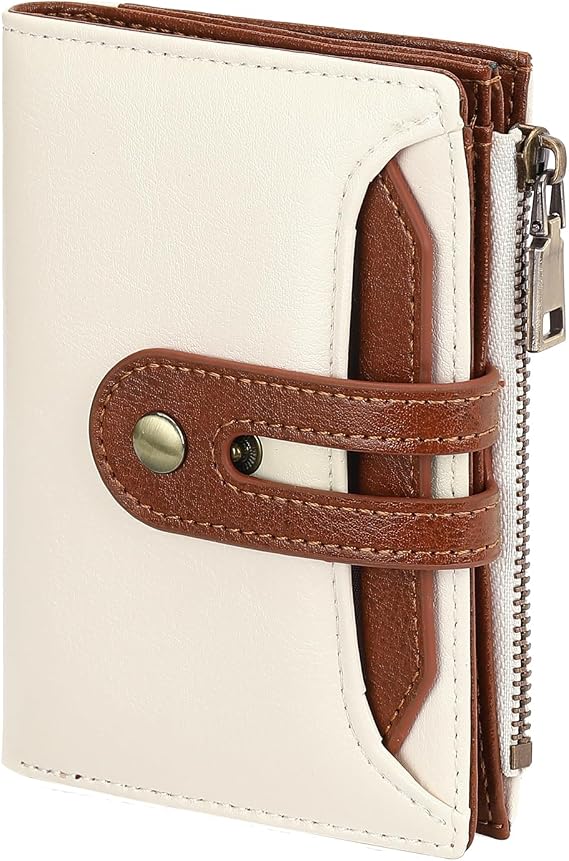 GOIACII Small Women's Wallet Leather Ladies Billfold Card Holder RFID Blocking with Zipper Coin Pocket