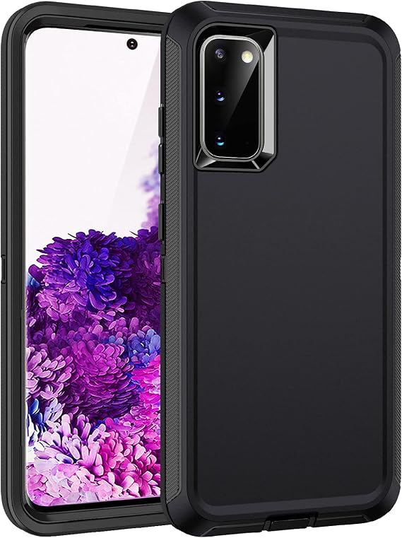 Galaxy S20 Plus 5Gケース 耐衝撃 落下防止 防塵 3層 フルボディ保護 頑丈 高耐久 耐衝撃ハードカバーケース Galaxy S20+用 ブラック