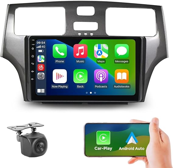Android 14 4+64GB Double Din Car Radio Stereo for Lexus ES250 ES300 ES330 2001 2002 2003 2004 2005 2006 GPS Navigation, 8Core 9" IPS Touch Screen Multimedia with Carplay&Android Auto