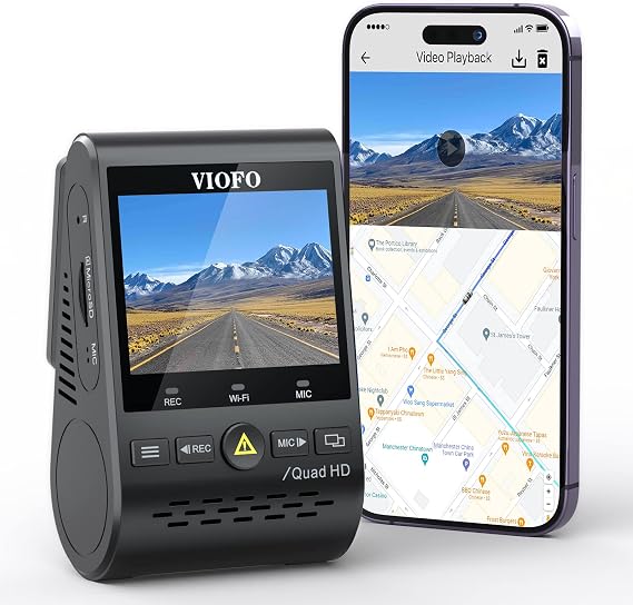 VIOFO A129 Plus Dash Cam 2K 1440P 60FPS with GPS Wi-Fi, 140 Wide Angle, Parking Mode, Emergency Recording, Super Capacitor, Motion Detection