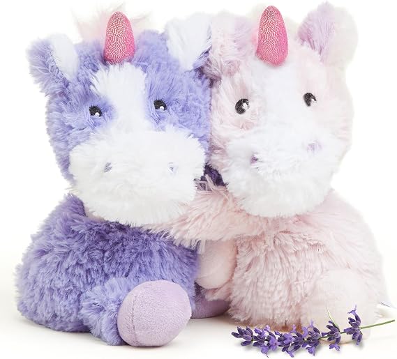 warmies Hugs Duo Microwavable & Weighted Stuffed Animal, Unicorn - Heatable Comfort & Freezable Relief Stuffed Animal Duo - Weighted Plush for Adults & Children (Boys, Girls, Babies, Toddlers)