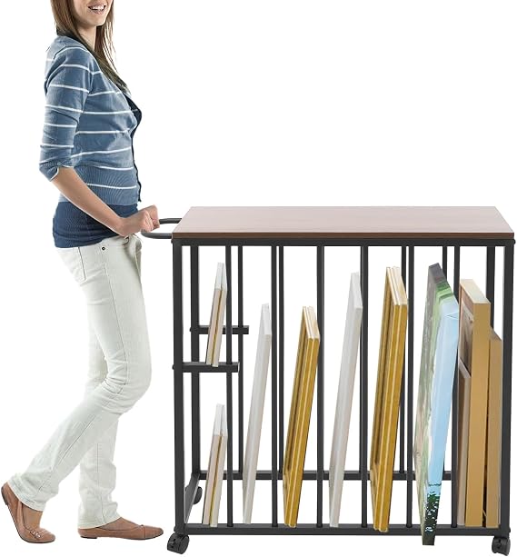 Large Art Storage Rack, Canvas Storage Stand for Large Paintings up to 27.9 Inches, Drying Painting Canvas Rack with Four Wheels, Art Storage Display Stands for Art Shows, Decorative Accessories