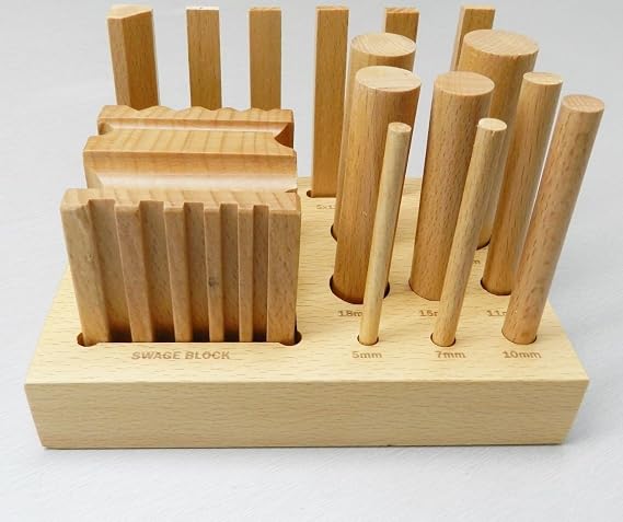 Wooden Swage Block Set Wood Forming Design Cube & Punches Form & Shape 15PC Set by JTS