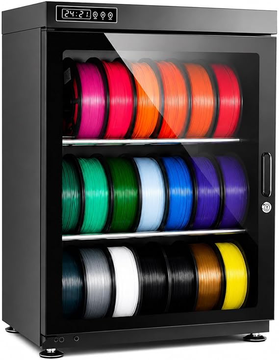3D Printer Filament Dryer Box,Anti-Moisture Storage Box Holding 10-18 Filament Spools,w/Auto Humidity Control (RH15%-RH60%), Metal Sealed Drying Structure,for PLA PETG ABS TPU 115L
