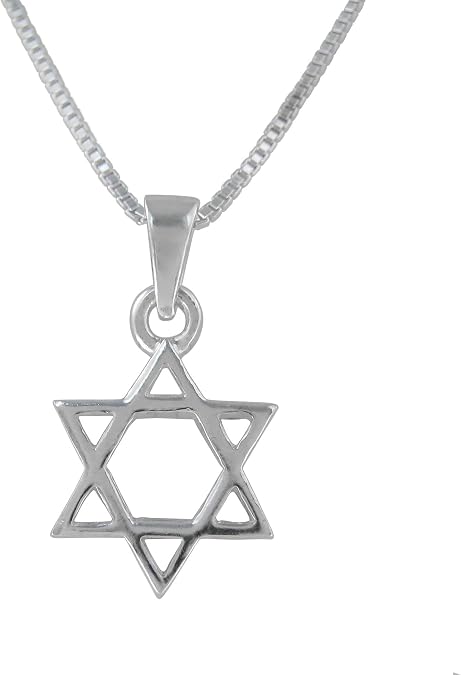 Star of David Sterling Silver Necklace, 16"