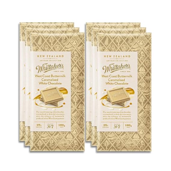 Whittaker's Westcoast Buttermilk Caramelised White Chocolate 100g (Pack of 6) (Made in New Zealand)