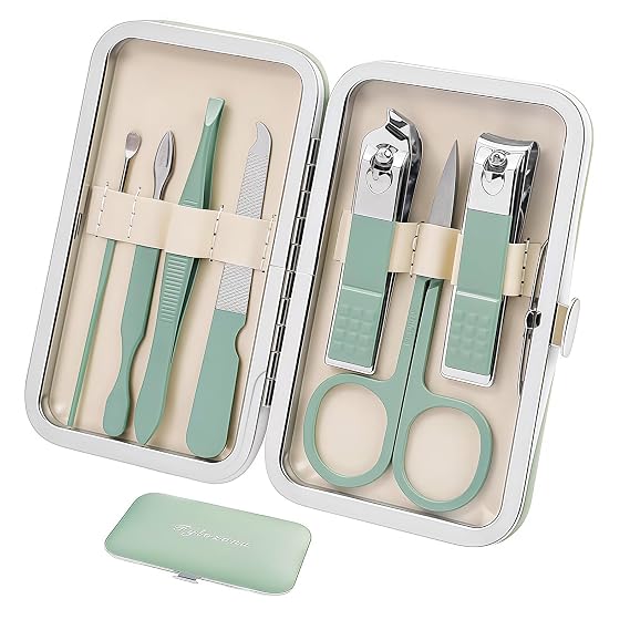 Manicure Set,Nail Clipper Set Personal Care Manicure Pedicure Set Portable Travel Grooming Kit for Women Men Family Friends Wife (Green) (Green)