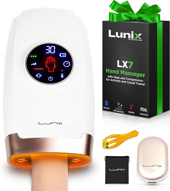 Lunix LX7 FSA Hand and Wrist Massager, Heated, Touchscreen