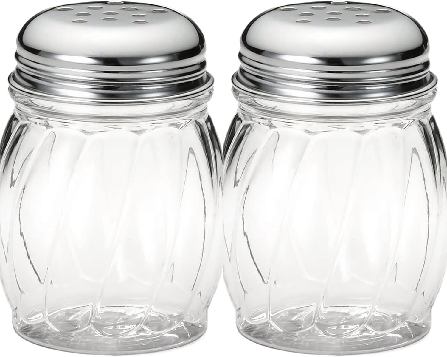6-ounce Plastic Parmesan Cheese Shaker/Red Pepper Shaker with medium Holes Stainless Steel Lid, Clear Plastic sugar/spice dispenser (360 ml) by GEEX DEPOT (2, 6 Oz)