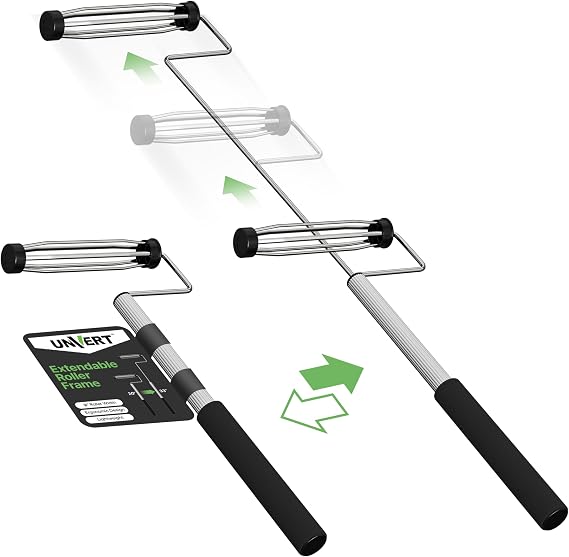 Extendable Paint Roller Frame 9 Inch Adjustable Paint Roller Frame, 5-Wire Cage, 5/16 Shank, Soft Comfort Grip Handle, Extends 20.533 for Walls, Ceilings, Floor, Home Painting Supplies.