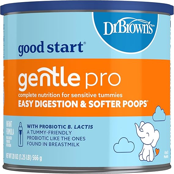 Good Start Dr. Brown's Gentle Pro Baby Formula, 20 Ounce | Infant Formula for Sensitive Tummies, Helps Promote Easy Digestion & Softer Poops, Probiotic B. lactis, DHA, Non-GMO
