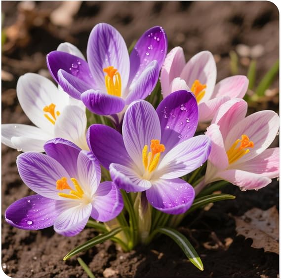 Crocus Bulbs/Saffron Crocus Bulbs -Rhizome/Ornamental/Resistant/Bedding/Gorgeous/Potted/Plants-8 Bulbs-E