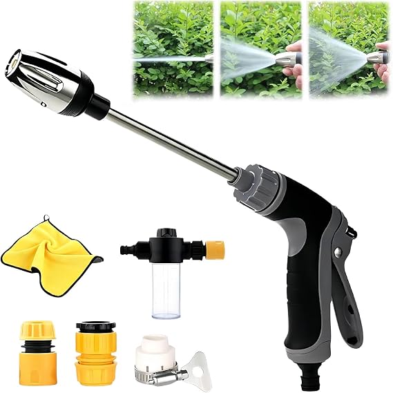 Jetterix Pressure Washer - 2026 High-Pressure Water Jet Hose Nozzle for Car & Patio, 15x Powerful Spray Gun with Multi-Angle Spray Pattern for Driveway, Gutter & Window Cleaning (1PCS)
